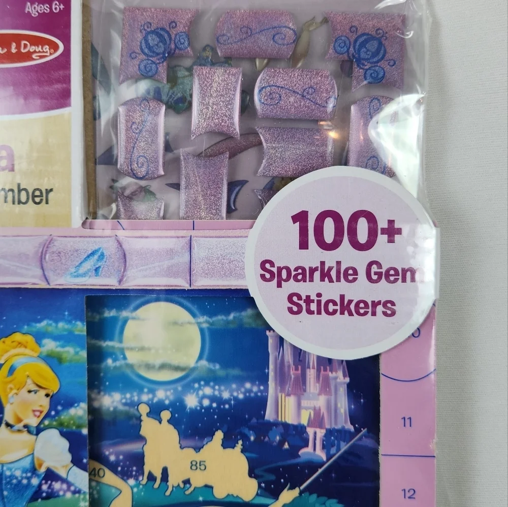 Lot Disney Cinderella/Minnie By Number 100+ Sparkle Gem Stickers Sealed New